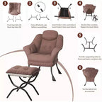 Poltrona Lazy con pouf, poltrona moderna da lettura, fodera rimovibile e lavabile, supporto ergonomico, per camera da letto, soggiorno