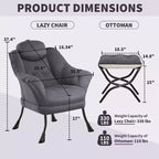 Poltrona Lazy con pouf, poltrona moderna da lettura, fodera rimovibile e lavabile, supporto ergonomico, per camera da letto, soggiorno