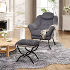 Poltrona Lazy con pouf, poltrona moderna da lettura, fodera rimovibile e lavabile, supporto ergonomico, per camera da letto, soggiorno