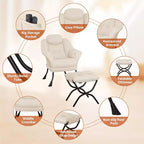 Poltrona Lazy con pouf, poltrona moderna da lettura, fodera rimovibile e lavabile, supporto ergonomico, per camera da letto, soggiorno