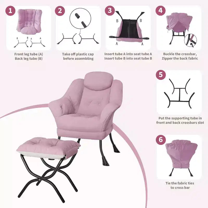 Poltrona Lazy con pouf, poltrona moderna da lettura, fodera rimovibile e lavabile, supporto ergonomico, per camera da letto, soggiorno