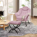 Poltrona Lazy con pouf, poltrona moderna da lettura, fodera rimovibile e lavabile, supporto ergonomico, per camera da letto, soggiorno