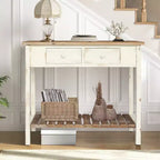GDFStudio Schultz Rustic Fir Wood Console Table with 2 Drawers and 1 Open Lower Shelf