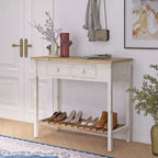 GDFStudio Schultz Tavolo Console Rustico in Legno di Abete con 2 Cassetti e 1 Ripiano Inferiore Aperto