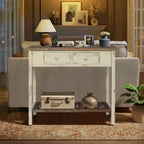 GDFStudio Schultz Tavolo Console Rustico in Legno di Abete con 2 Cassetti e 1 Ripiano Inferiore Aperto