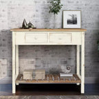 GDFStudio Schultz Tavolo Console Rustico in Legno di Abete con 2 Cassetti e 1 Ripiano Inferiore Aperto