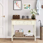 GDFStudio Schultz Tavolo Console Rustico in Legno di Abete con 2 Cassetti e 1 Ripiano Inferiore Aperto