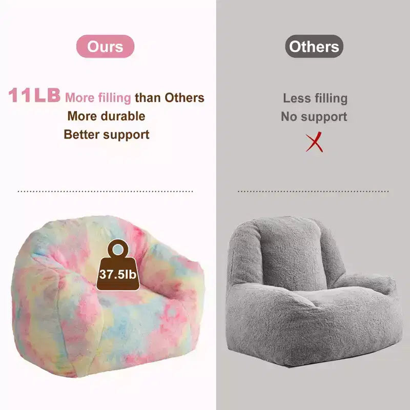 Poltrona a sacco di lusso in morbida pelliccia sintetica con braccioli e schienale, lettino ergonomico in memory foam per soggiorno, camera da letto, ufficio