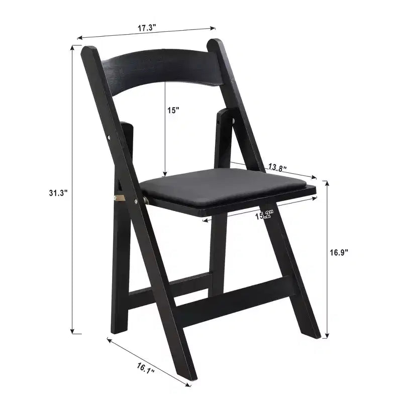 Okak, set di 4 comode sedie da pranzo rustiche in legno con sedile imbottito, sedie pieghevoli d'accento per sala da pranzo, soggiorno