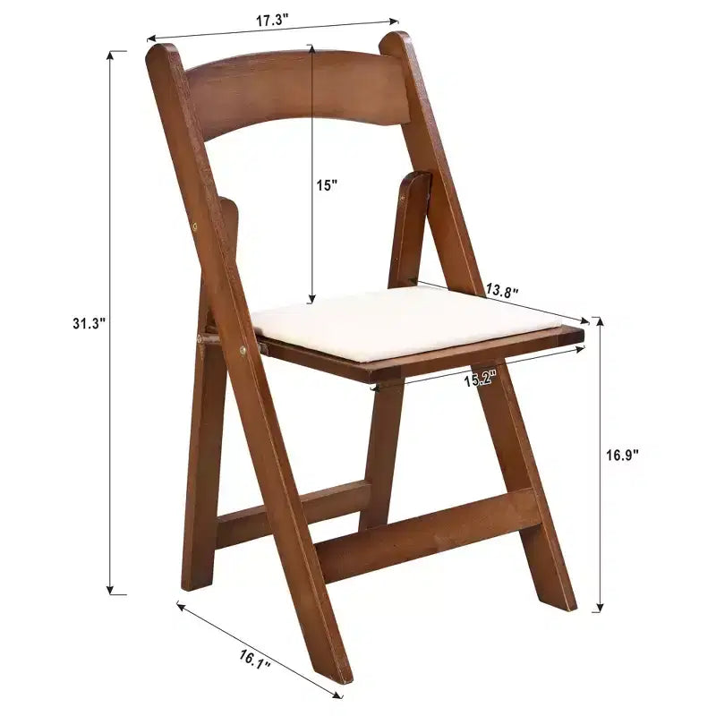 Okak, set di 4 comode sedie da pranzo rustiche in legno con sedile imbottito, sedie pieghevoli d'accento per sala da pranzo, soggiorno