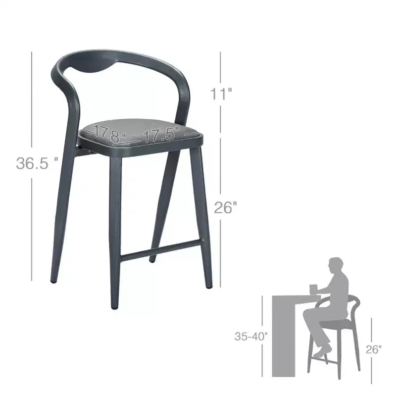 Set di 2 sgabelli da bar da esterno ad altezza bancone, eleganti sgabelli da bar moderni, sgabelli da bar moderni da patio con schienale e braccioli, comode sedie alte da bar