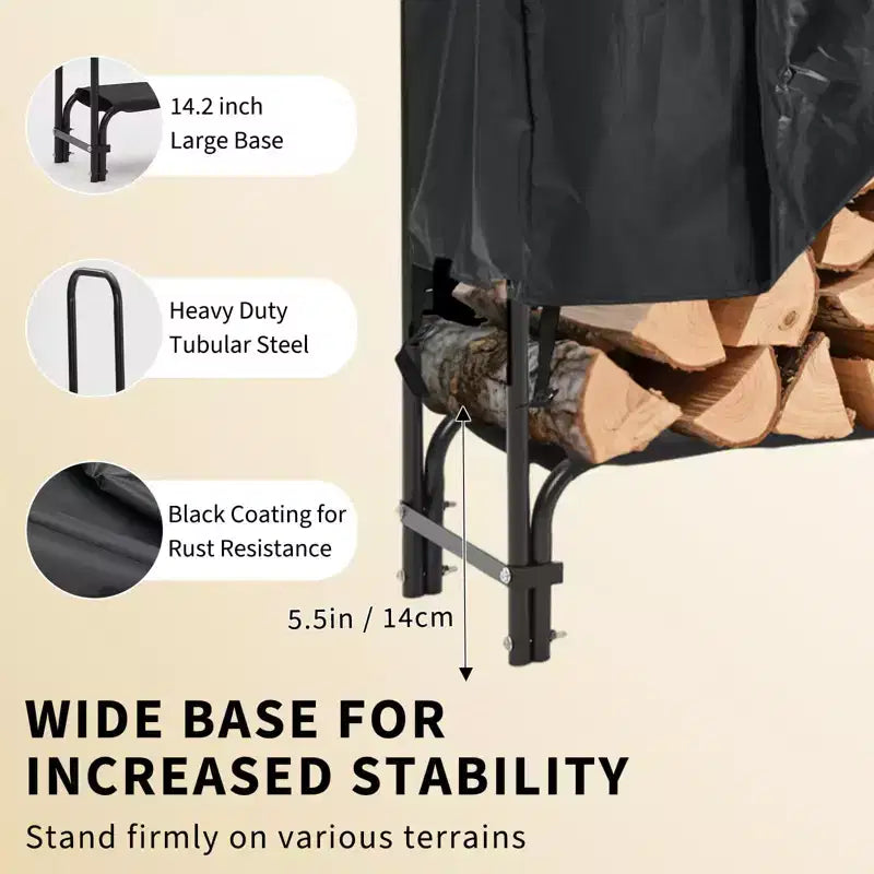Porta legna da ardere da 1,2 m per esterni e interni, porta tronchi resistente, organizer per legna con rete in acciaio per camino, patio, impilatore di legna durevole
