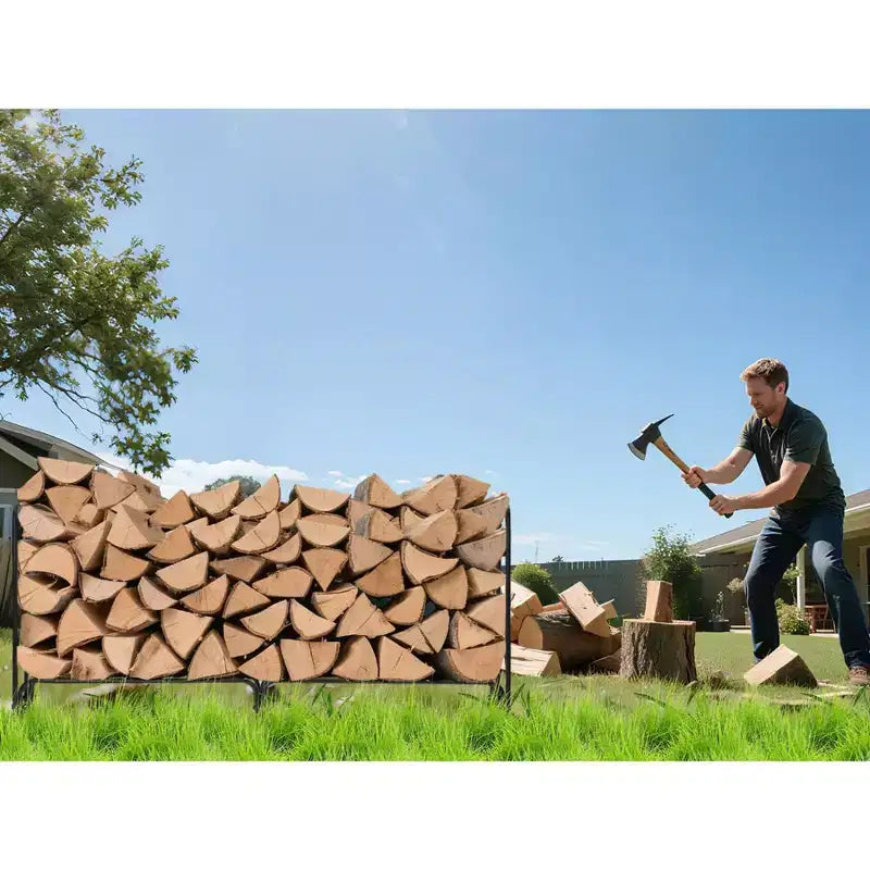Porta legna da ardere da 1,2 m per esterni e interni, porta tronchi resistente, organizer per legna con rete in acciaio per camino, patio, impilatore di legna durevole