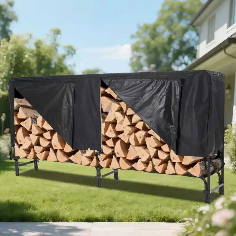 Porta legna da ardere da 1,2 m per esterni e interni, porta tronchi resistente, organizer per legna con rete in acciaio per camino, patio, impilatore di legna durevole