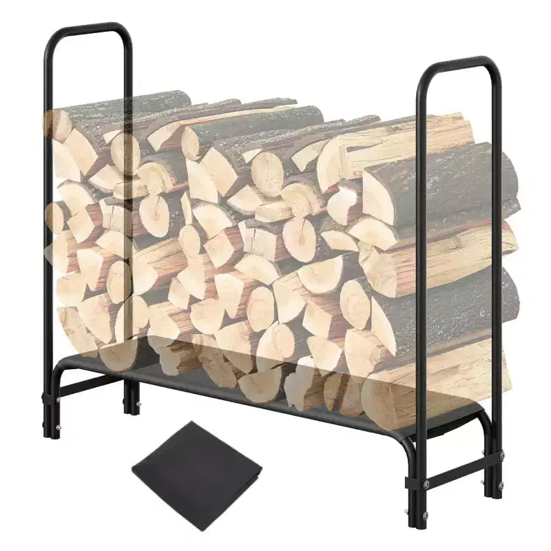Porta legna da ardere da 1,2 m per esterni e interni, porta tronchi resistente, organizer per legna con rete in acciaio per camino, patio, impilatore di legna durevole