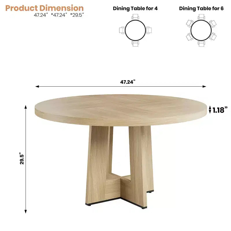 Tavolo da pranzo rotondo moderno a 7 gambe, tavolo da cucina robusto da 42 pollici per angolo colazione, appartamento o ufficio domestico, per 4-6 persone