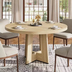Tavolo da pranzo rotondo moderno a 7 gambe, tavolo da cucina robusto da 42 pollici per angolo colazione, appartamento o ufficio domestico, per 4-6 persone