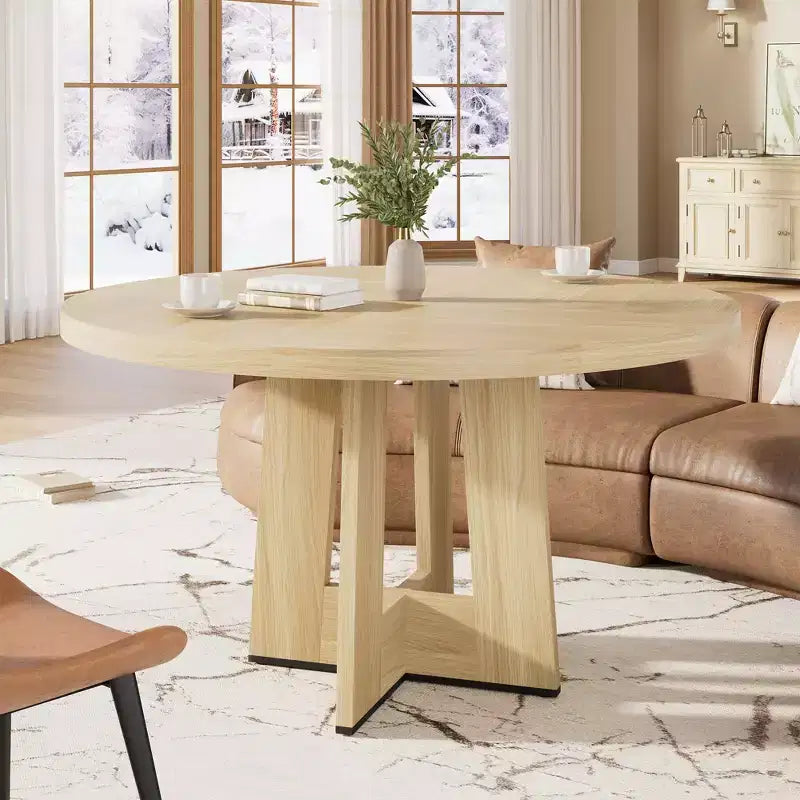 Tavolo da pranzo rotondo moderno a 7 gambe, tavolo da cucina robusto da 42 pollici per angolo colazione, appartamento o ufficio domestico, per 4-6 persone