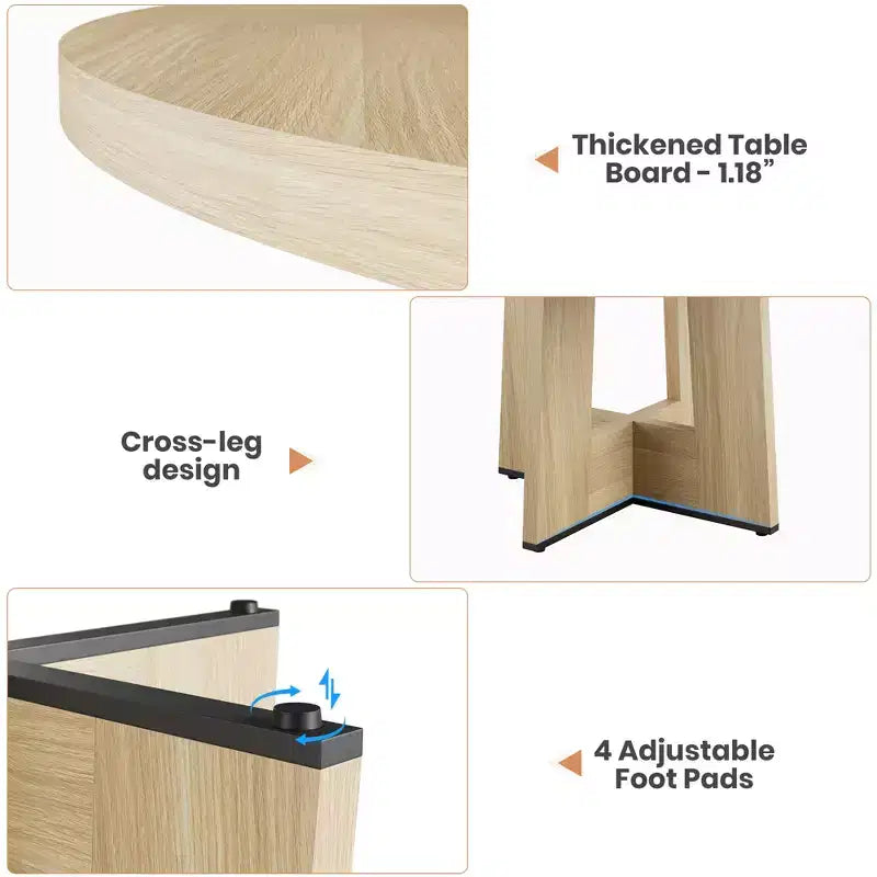 Tavolo da pranzo rotondo moderno a 7 gambe, tavolo da cucina robusto da 42 pollici per angolo colazione, appartamento o ufficio domestico, per 4-6 persone