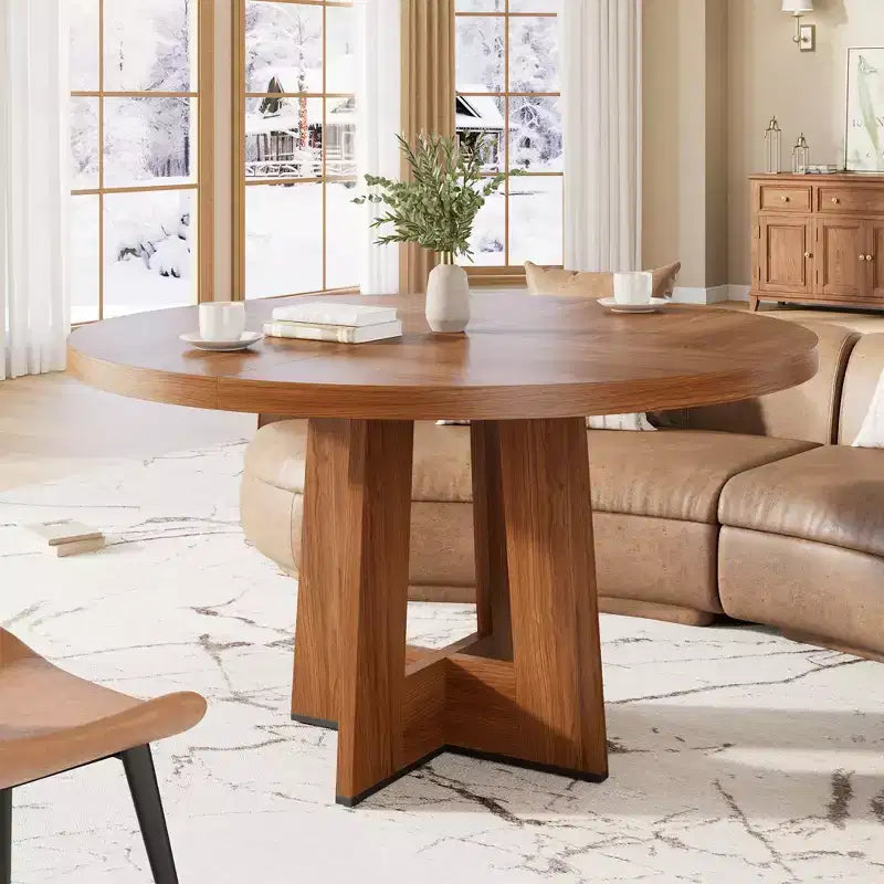 Tavolo da pranzo rotondo moderno a 7 gambe, tavolo da cucina robusto da 42 pollici per angolo colazione, appartamento o ufficio domestico, per 4-6 persone