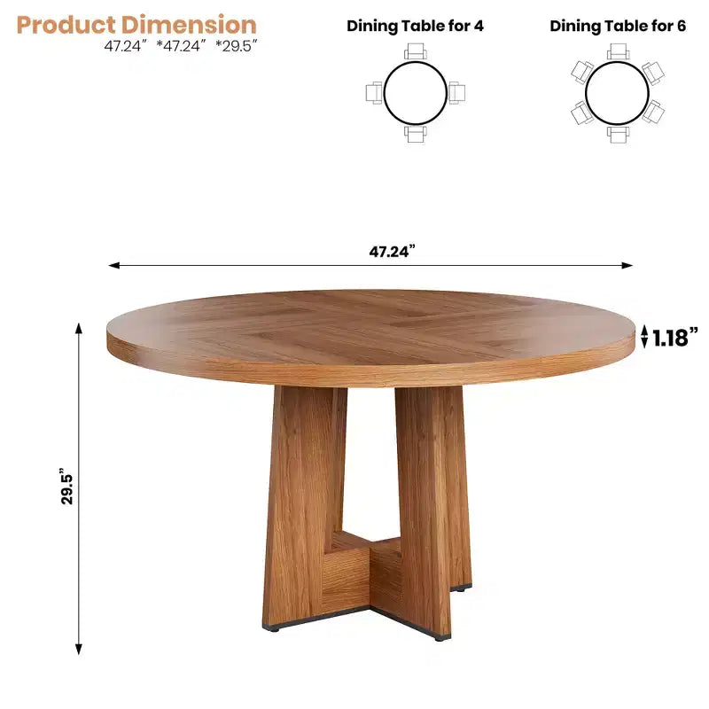 Tavolo da pranzo rotondo moderno a 7 gambe, tavolo da cucina robusto da 42 pollici per angolo colazione, appartamento o ufficio domestico, per 4-6 persone