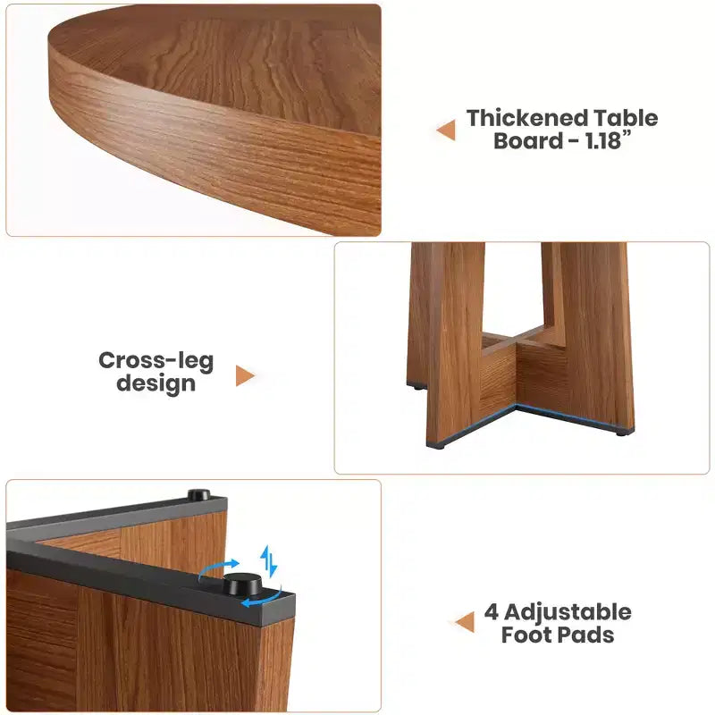 Tavolo da pranzo rotondo moderno a 7 gambe, tavolo da cucina robusto da 42 pollici per angolo colazione, appartamento o ufficio domestico, per 4-6 persone