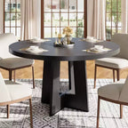 Tavolo da pranzo rotondo moderno a 7 gambe, tavolo da cucina robusto da 42 pollici per angolo colazione, appartamento o ufficio domestico, per 4-6 persone