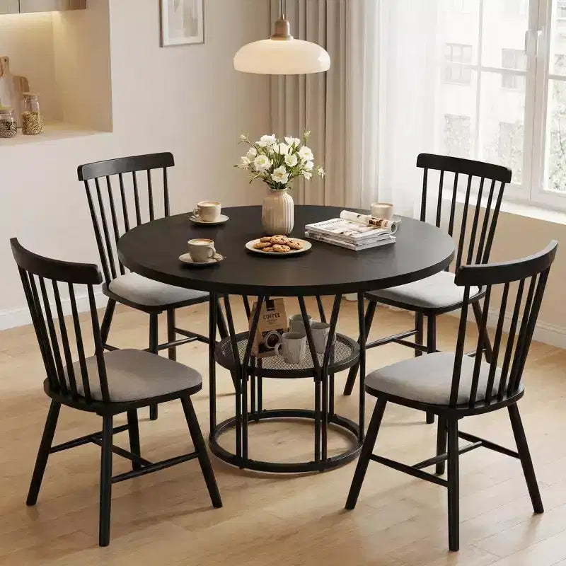 Tavolo da pranzo rotondo moderno a 7 gambe, tavolo da cucina robusto da 42 pollici per angolo colazione, appartamento o ufficio domestico, per 4-6 persone