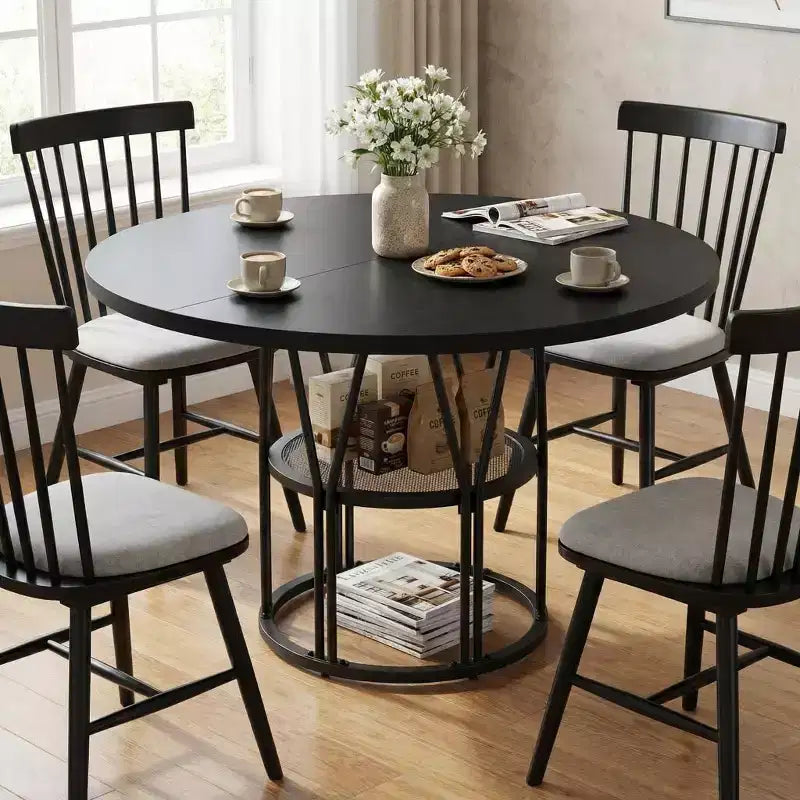 Tavolo da pranzo rotondo moderno a 7 gambe, tavolo da cucina robusto da 42 pollici per angolo colazione, appartamento o ufficio domestico, per 4-6 persone