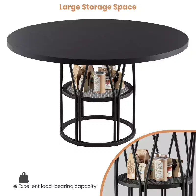 Tavolo da pranzo rotondo moderno a 7 gambe, tavolo da cucina robusto da 42 pollici per angolo colazione, appartamento o ufficio domestico, per 4-6 persone