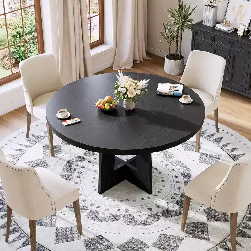 Tavolo da pranzo rotondo moderno a 7 gambe, tavolo da cucina robusto da 42 pollici per angolo colazione, appartamento o ufficio domestico, per 4-6 persone