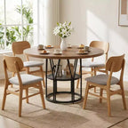 Tavolo da pranzo rotondo moderno a 7 gambe, tavolo da cucina robusto da 42 pollici per angolo colazione, appartamento o ufficio domestico, per 4-6 persone