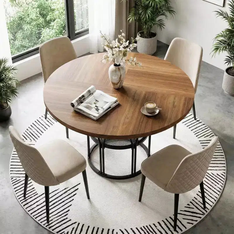 Tavolo da pranzo rotondo moderno a 7 gambe, tavolo da cucina robusto da 42 pollici per angolo colazione, appartamento o ufficio domestico, per 4-6 persone