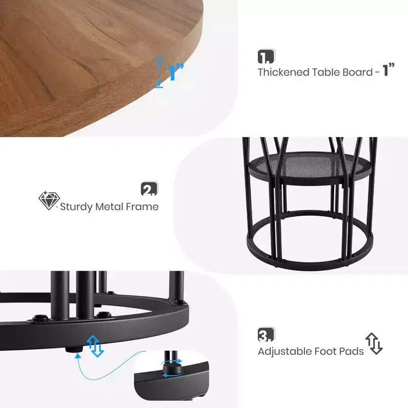 Tavolo da pranzo rotondo moderno a 7 gambe, tavolo da cucina robusto da 42 pollici per angolo colazione, appartamento o ufficio domestico, per 4-6 persone