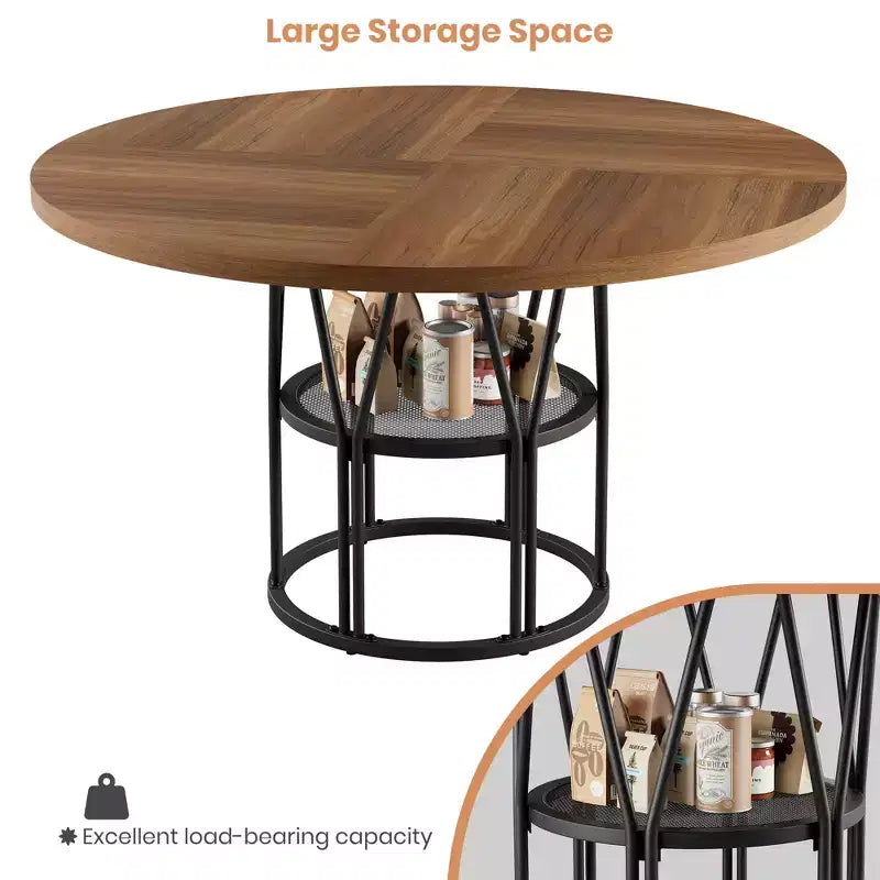 Tavolo da pranzo rotondo moderno a 7 gambe, tavolo da cucina robusto da 42 pollici per angolo colazione, appartamento o ufficio domestico, per 4-6 persone