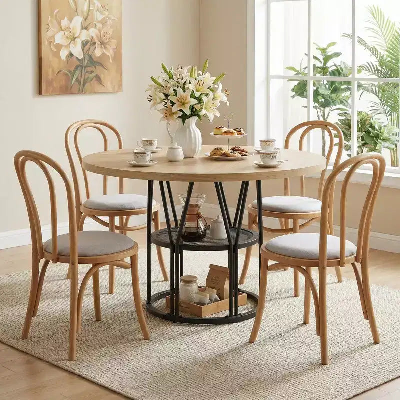 Tavolo da pranzo rotondo moderno a 7 gambe, tavolo da cucina robusto da 42 pollici per angolo colazione, appartamento o ufficio domestico, per 4-6 persone