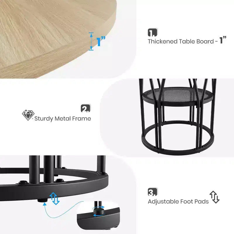 Tavolo da pranzo rotondo moderno a 7 gambe, tavolo da cucina robusto da 42 pollici per angolo colazione, appartamento o ufficio domestico, per 4-6 persone