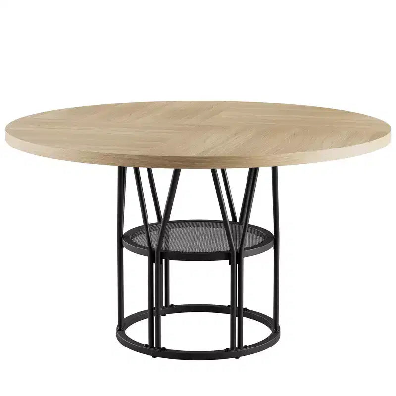 Tavolo da pranzo rotondo moderno a 7 gambe, tavolo da cucina robusto da 42 pollici per angolo colazione, appartamento o ufficio domestico, per 4-6 persone