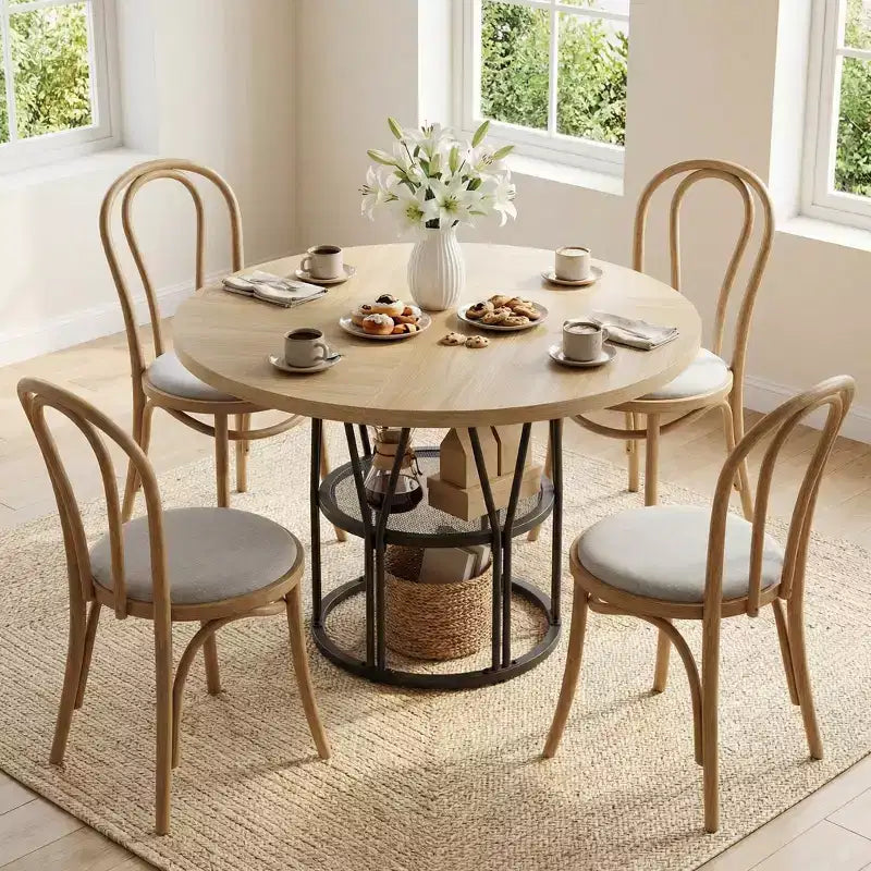 Tavolo da pranzo rotondo moderno a 7 gambe, tavolo da cucina robusto da 42 pollici per angolo colazione, appartamento o ufficio domestico, per 4-6 persone
