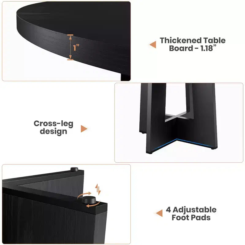 Tavolo da pranzo rotondo moderno a 7 gambe, tavolo da cucina robusto da 42 pollici per angolo colazione, appartamento o ufficio domestico, per 4-6 persone