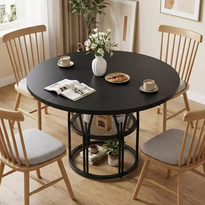 Tavolo da pranzo rotondo moderno a 7 gambe, tavolo da cucina robusto da 42 pollici per angolo colazione, appartamento o ufficio domestico, per 4-6 persone