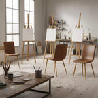FurnitureR Set di 4 Sedie da Pranzo, Comoda Sedia con Schienale e Seduta in Suede e Robuste Gambe in Metallo per Cucina, Soggiorno, Camera da Letto, Sala d'Attesa, Marrone