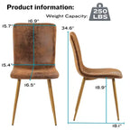 FurnitureR Set di 4 Sedie da Pranzo, Comoda Sedia con Schienale e Seduta in Suede e Robuste Gambe in Metallo per Cucina, Soggiorno, Camera da Letto, Sala d'Attesa, Marrone