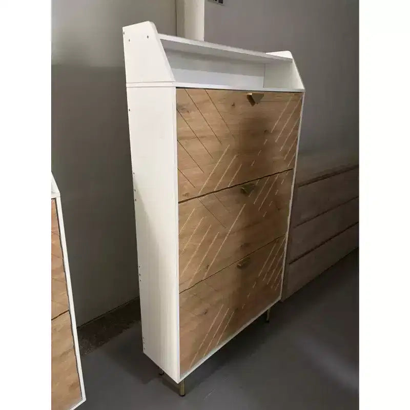 Mobiletto salvaspazio autoportante in legno con ripiani regolabili, per ingressi/camere da letto