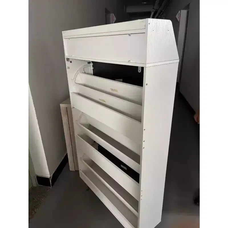 Mobiletto salvaspazio autoportante in legno con ripiani regolabili, per ingressi/camere da letto