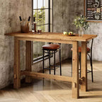 Tavolo da bar Lantine in legno massello, tavolo da pub alto da 63" di lunghezza, mobile bar in legno per cucina, caffè o ristorante