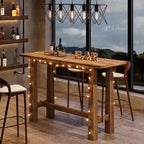 Tavolo da bar Lantine in legno massello, tavolo da pub alto da 63" di lunghezza, mobile bar in legno per cucina, caffè o ristorante