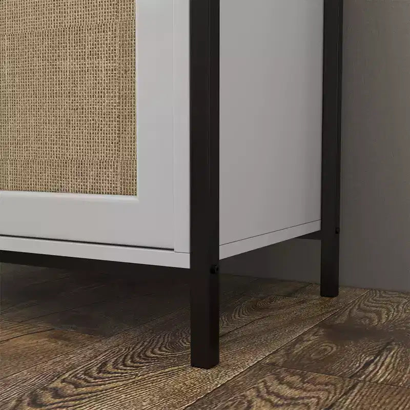 Mobile Credenza Buffet, Armadietto Contenitore per Sala da Pranzo, Soggiorno, Ingresso, Ampio Armadietto Contenitore con 2 Ante Decorate in Rattan