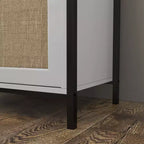 Mobile Credenza Buffet, Armadietto Contenitore per Sala da Pranzo, Soggiorno, Ingresso, Ampio Armadietto Contenitore con 2 Ante Decorate in Rattan