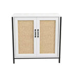 Mobile Credenza Buffet, Armadietto Contenitore per Sala da Pranzo, Soggiorno, Ingresso, Ampio Armadietto Contenitore con 2 Ante Decorate in Rattan